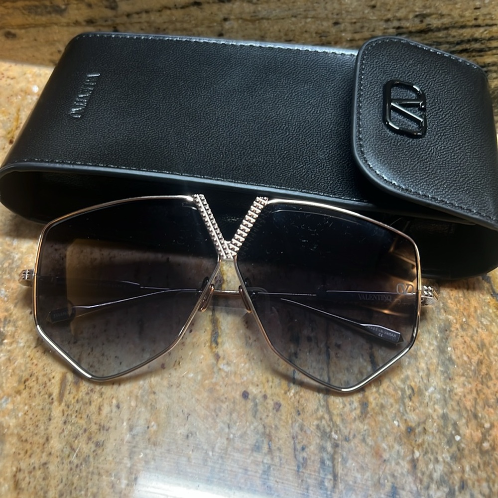 Valentino Garavani Silver Geometric Sunglasses